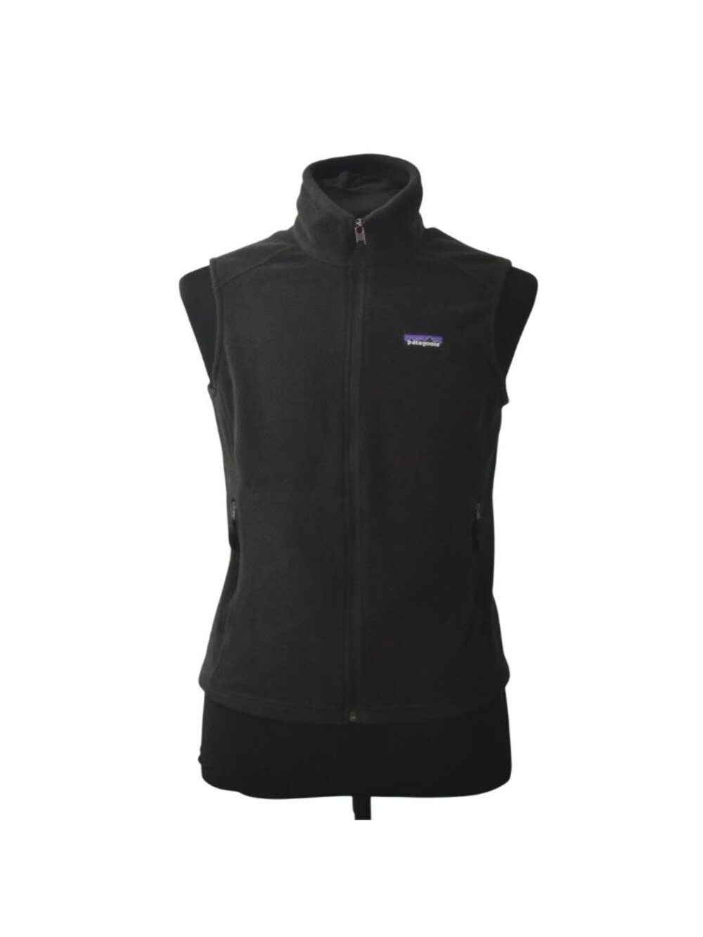 Patagonia Synchilla Black Fleece Vest Mens Medium Viacom Logo Zip Outdoor Warm
